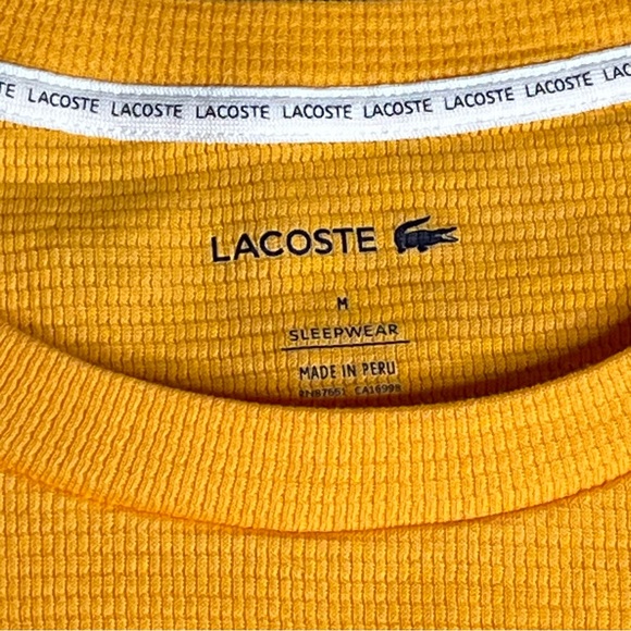 NWT Lacoste Sleepwear Men’s White Logo Waffle Knit Thermal Long Sleeve Shirt - M - Picture 4 of 6